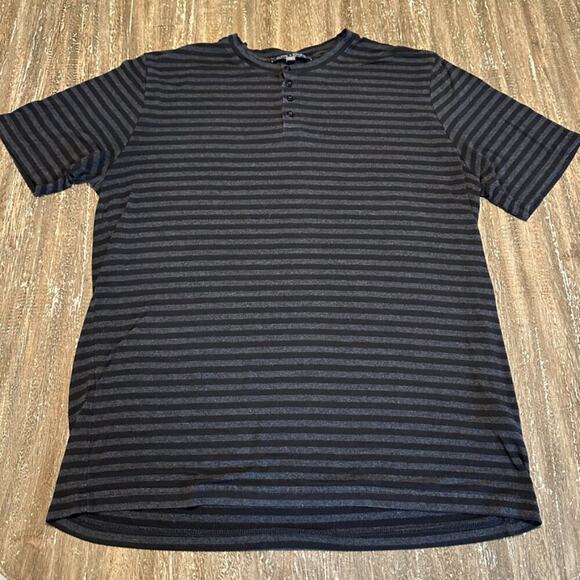 Men's Slate & Stone Striped Henley T-Shirt Black/Grey, X-Large - Picture 1 of 5